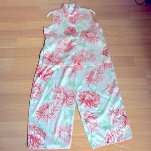 Cruz Summer Beach Floral Pajamas Pink Top Pants Women’s Size Medium